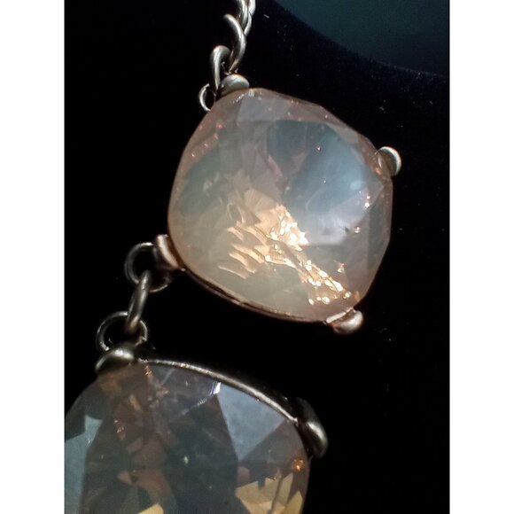 Necklace Statement Faceted Opalescent Faux Stones .75" Vintage Adjusts 15-20" - Picture 9 of 16